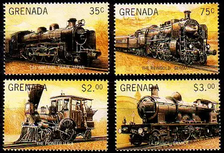 Grenada Mi.Nr. 3246-49 Eisenbahnen aus aller Welt (4 Werte)
