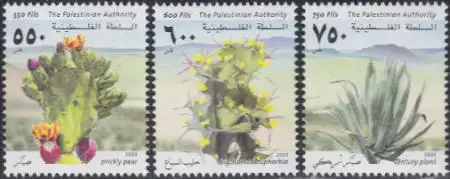 Palästina Mi.Nr. 204-06 Flora, Opuntie, Euphorbia, Agave (3 Werte)
