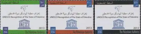 Palästina Mi.Nr. 289-91 Anerkennung Staat Palästina durch UNESCO (3 Werte)