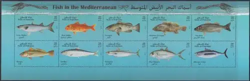 Palästina Mi.Nr. Klbg.362-71 Fische des Mittelmeeres