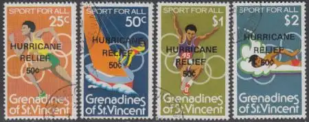St.Vincent-Grenadinen Mi.Nr. 193-96 Hurrikanhilfe, MiNr.189-92 mit Aufdruck (4W)