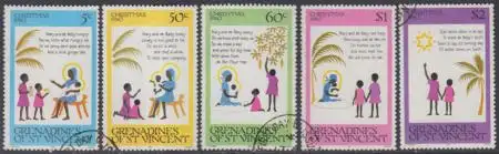 St.Vincent-Grenadinen Mi.Nr. 197-201 Weihnachten, Lied De Borning Day (5 Werte)