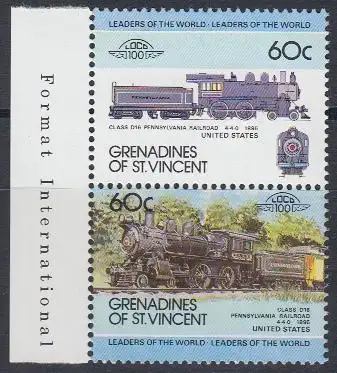 St.Vincent-Grenadinen Mi.Nr. Zdr.294-95 Lokomotiven, Class D 16 (2 Werte)