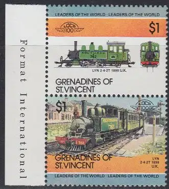 St.Vincent-Grenadinen Mi.Nr. Zdr.334-35 Lokomotiven, Lyn (2 Werte)