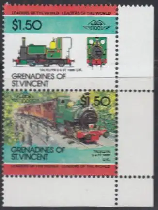 St.Vincent-Grenadinen Mi.Nr. Zdr.336-37 Lokomotiven, Talyllyn (2 Werte)