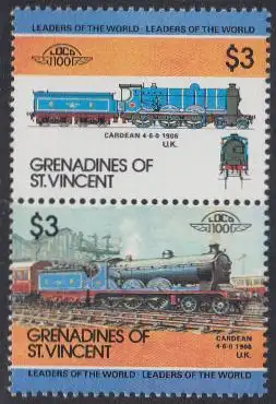 St.Vincent-Grenadinen Mi.Nr. Zdr.338-39 Lokomotiven, Cardean (2 Werte)