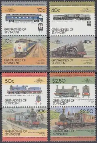 St.Vincent-Grenadinen Mi.Nr. 401-08 Lokomotiven (4 Paare)