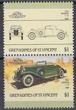 St.Vincent-Grenadinen Mi.Nr. Zdr.452-53 Autos, Marmon V 16, 1932 (2 Werte)