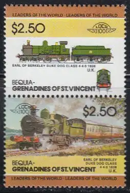 St.Vincent-Grenadinen-Bequia Mi.Nr. Zdr.62-63 Lokomotiven Earl of Berkeley (2 W)