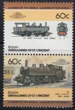St.Vincent-Grenadinen-Bequia Mi.Nr. Zdr.130-31 Lokomotiven, J.R.4500 (2 Werte)