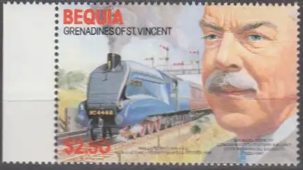 St.Vincent-Grenadinen-Bequia Mi.Nr. 197 Lokomotive Mallard A4, N.Gresley (2,50)