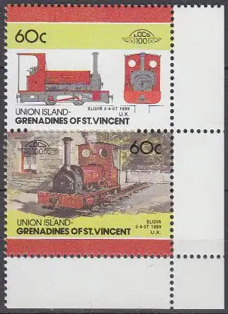 St.Vincent-Grenadi.-Union Isl. Mi.Nr. Zdr.146-47 Lokomotiven, Elidir (2 Werte)