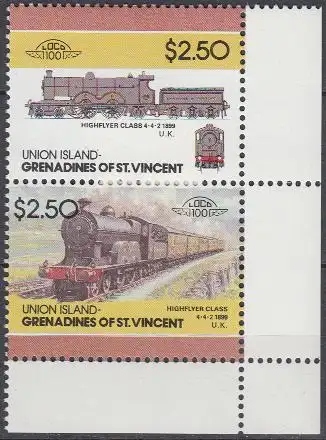 St.Vincent-Grenadi.-Union Isl. Mi.Nr. Zdr.152-53 Lokomotiven, Highflyer (2 W.)