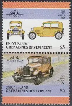 St.Vincent-Grenadi.-Union Isl. Mi.Nr. Zdr.186-87 Autos, Ford Model A (2 Werte)