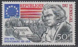 Senegal Mi.Nr. 593 200J. Unabhängigkeit der USA, Jefferson, Flagge (50)