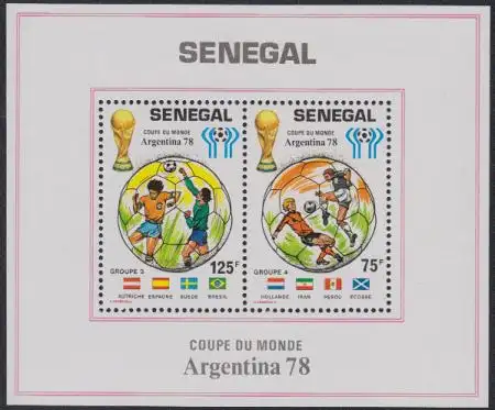 Senegal Mi.Nr. Block 31 Fußball-WM 1978 Argentinien, Gruppen 3 und 4