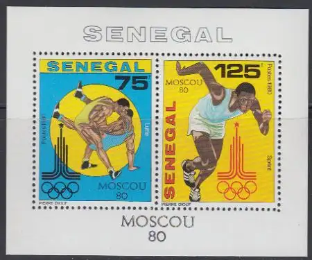 Senegal Mi.Nr. Block 38 Olympische Sommerspiele Moskau, Ringen + Sprint 