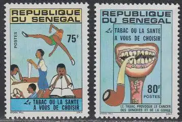 Senegal Mi.Nr. 749-50 Antiraucherkampagne, Nichtraucher, Rauchen+Krebs (2 Werte)