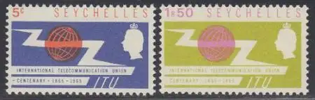 Seychellen Mi.Nr. 220-21 100J. Int. Fernmeldeunion (2 Werte)