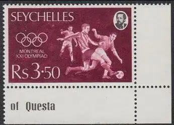 Seychellen Mi.Nr. 361 Olympia1976 Montreal, Fußball (3,50)