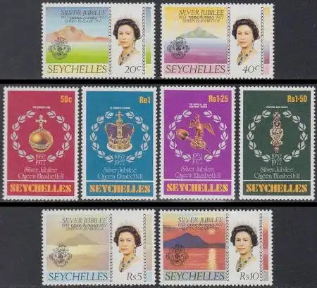 Seychellen Mi.Nr. 385-92 25J. Regentschaft Königin Elisabeth II (8 Werte)