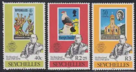 Seychellen Mi.Nr. 439-41 100.Todestag Rowland Hill, Marken 203,303,417 (3 Werte)