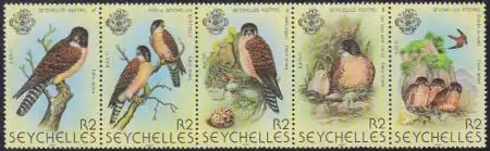 Seychellen Mi.Nr. Zdr.452-56 Falke (Fünferstreifen)