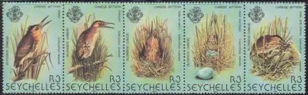 Seychellen Mi.Nr. Zdr.498-502 Zwergdommel (Fünferstreifen)