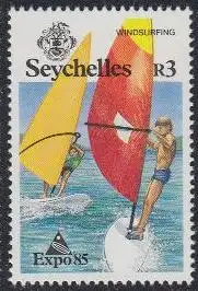 Seychellen Mi.Nr. 581 Sonderausstellung EXPO '85, Windsurfer (3)