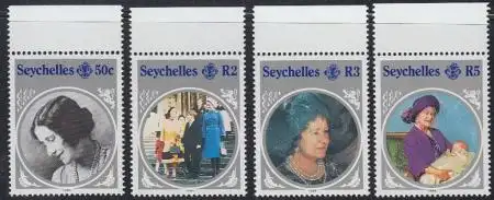 Seychellen Mi.Nr. 583-86 85.Geb. Königinmutter Elisabeth (4 Werte)
