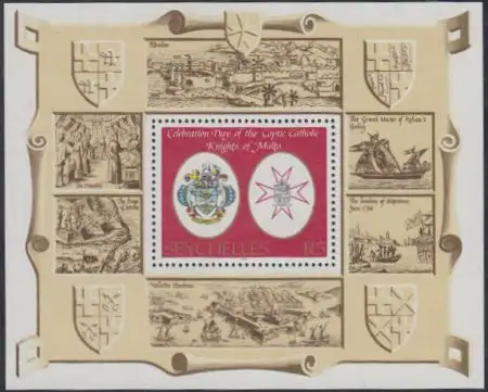 Seychellen Mi.Nr. Block 28 Malteserorden, Ordenszeichen und Wappen 