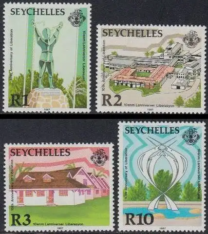Seychellen Mi.Nr. 637-40 10.Jahrestag der Befreiung (4 Werte)