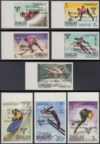 Sharjah Mi.Nr. 408-15B Olympia 1968 Grenoble, m.Aufdr. (8 Werte)