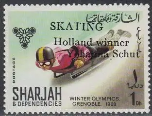 Sharjah Mi.Nr. 408A Olympia 1968 Grenoble, Rennrodeln, Skeleton?, m.Aufdr. (1)