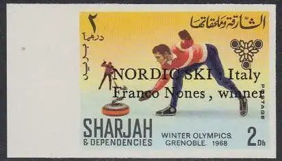 Sharjah Mi.Nr. 409B Olympia 1968 Grenoble, Curling, m.Aufdr. (2)