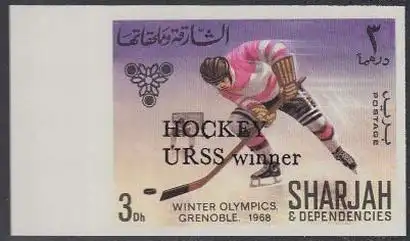 Sharjah Mi.Nr. 410B Olympia 1968 Grenoble, Eishockey, m.Aufdr. (3)