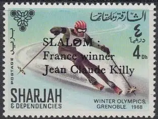 Sharjah Mi.Nr. 411A Olympia 1968 Grenoble, Skiabfahrt, m.Aufdr. (4)