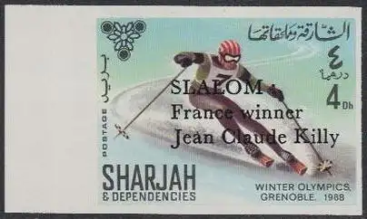 Sharjah Mi.Nr. 411B Olympia 1968 Grenoble, Skiabfahrt, m.Aufdr. (4)