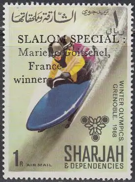 Sharjah Mi.Nr. 413A Olympia 1968 Grenoble, Zweierbob, m.Aufdr. (1)