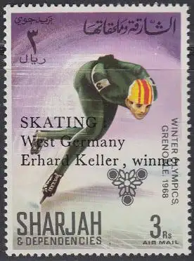 Sharjah Mi.Nr. 415A Olympia 1968 Grenoble, Eisschnelllauf, m.Aufdr. (3)