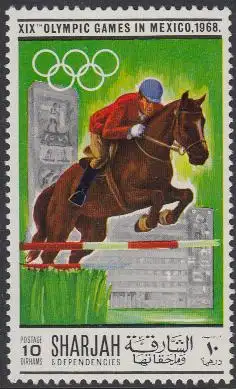 Sharjah Mi.Nr. 489A Olympia 1968 Mexiko, Springreiten (10)