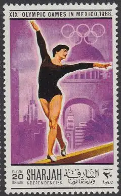 Sharjah Mi.Nr. 490A Olympia 1968 Mexiko, Turnen Schwebebalken (20)