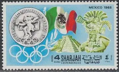 Sharjah Mi.Nr. 501A Geschichte der Olympischen Spiele, Mexiko 1968 (4)