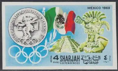 Sharjah Mi.Nr. 501B Geschichte der Olympischen Spiele, Mexiko 1968 (4)