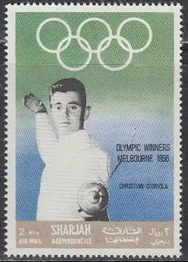 Sharjah Mi.Nr. 513A Olympiasieger 1956 Christian D'Oriola (2)