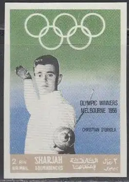 Sharjah Mi.Nr. 513B Olympiasieger 1956 Christian D'Oriola (2)