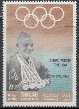 Sharjah Mi.Nr. 515A Olympiasieger 1964 Don Schollander (4)