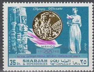 Sharjah Mi.Nr. 518A Olympia 1968 Mexiko, Siegerin Ingrid Becker (35)