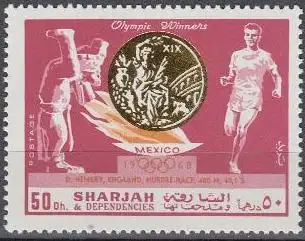 Sharjah Mi.Nr. 519A Olympia 1968 Mexiko, Sieger D.Hemery (50)
