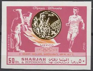 Sharjah Mi.Nr. 519B Olympia 1968 Mexiko, Sieger D.Hemery (50)